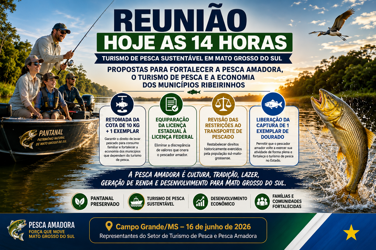 Representantes da Pesca Amadora se Reúnem para Debater o Futuro do Turismo de Pesca em Mato Grosso do Sul